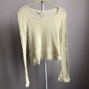 cream cropped knit top